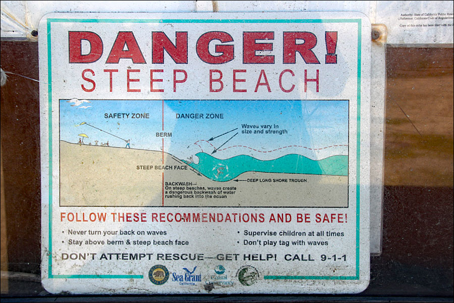Warning sign at MonasteryBeach, CA